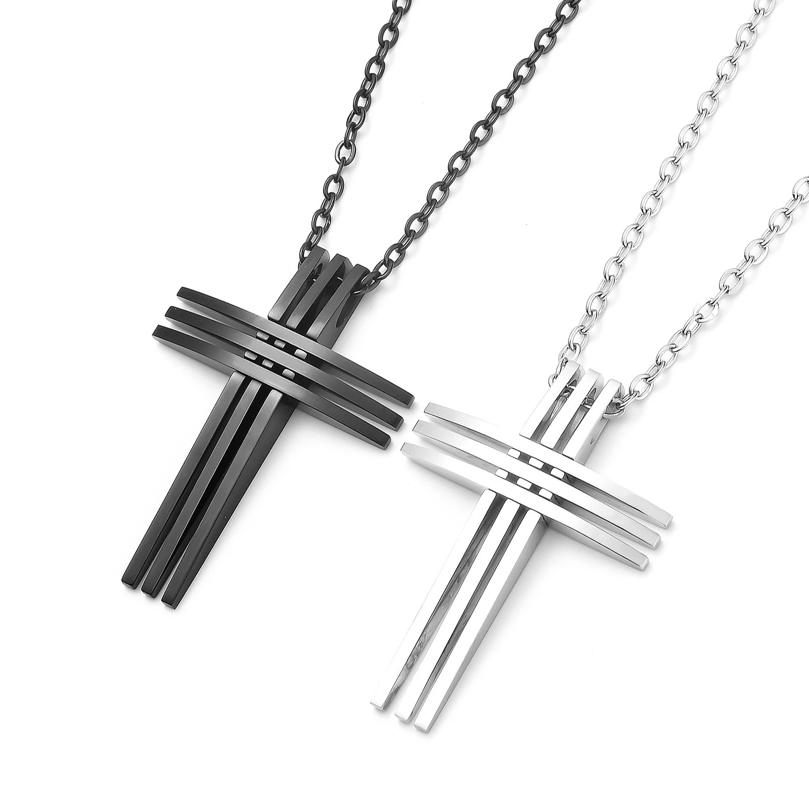 Layered Bar Cross Necklace Silver Men's Necklace Soulful Faith Christian Apparel & Jewelry