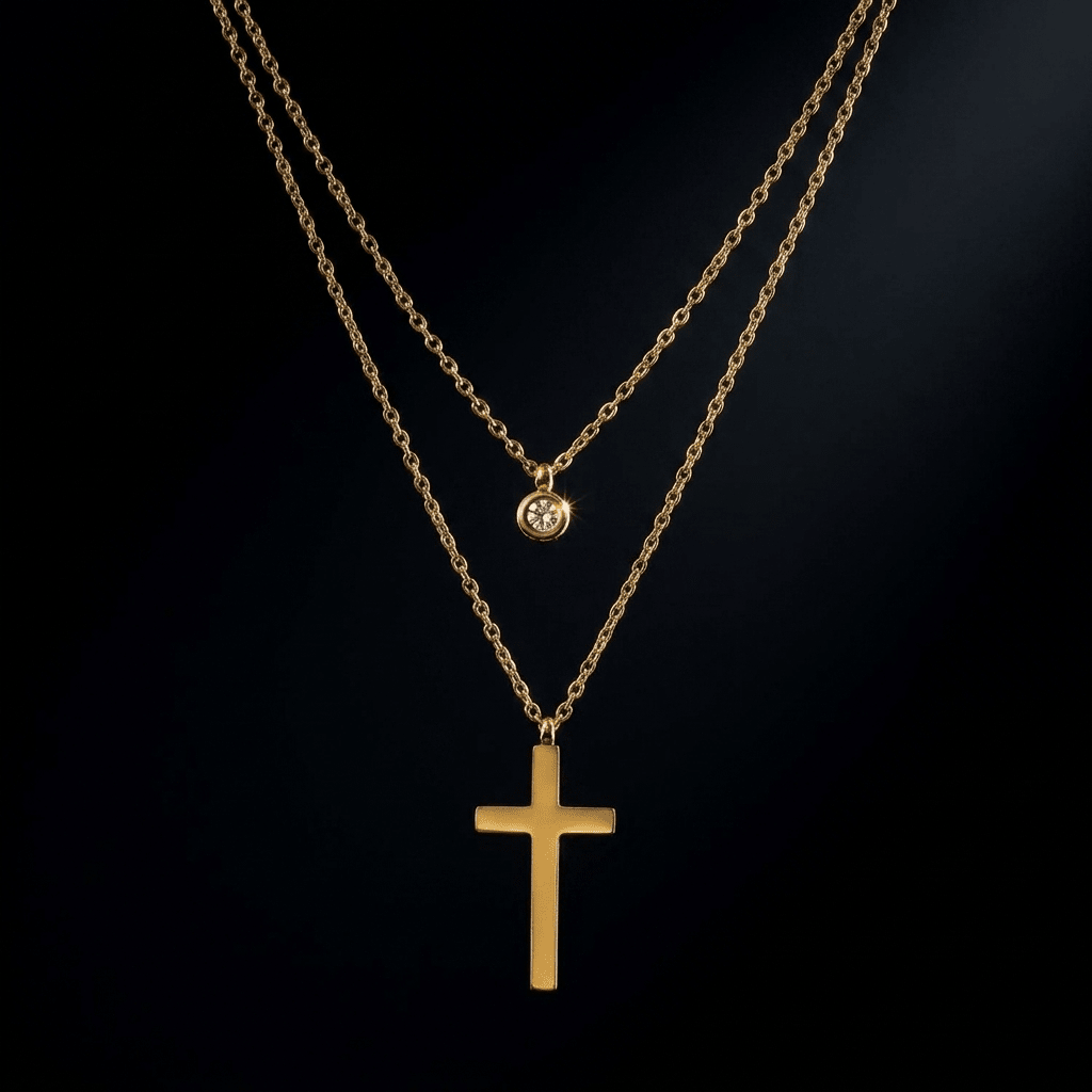Layered Cross Pendant Necklace Gold Women's Necklace Soulful Faith Christian Apparel & Jewelry