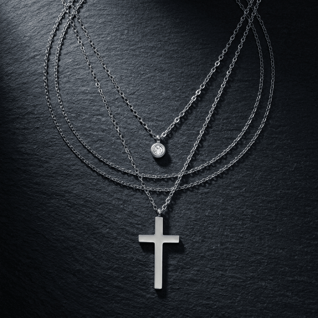 Layered Cross Pendant Necklace Silver Women's Necklace Soulful Faith Christian Apparel & Jewelry