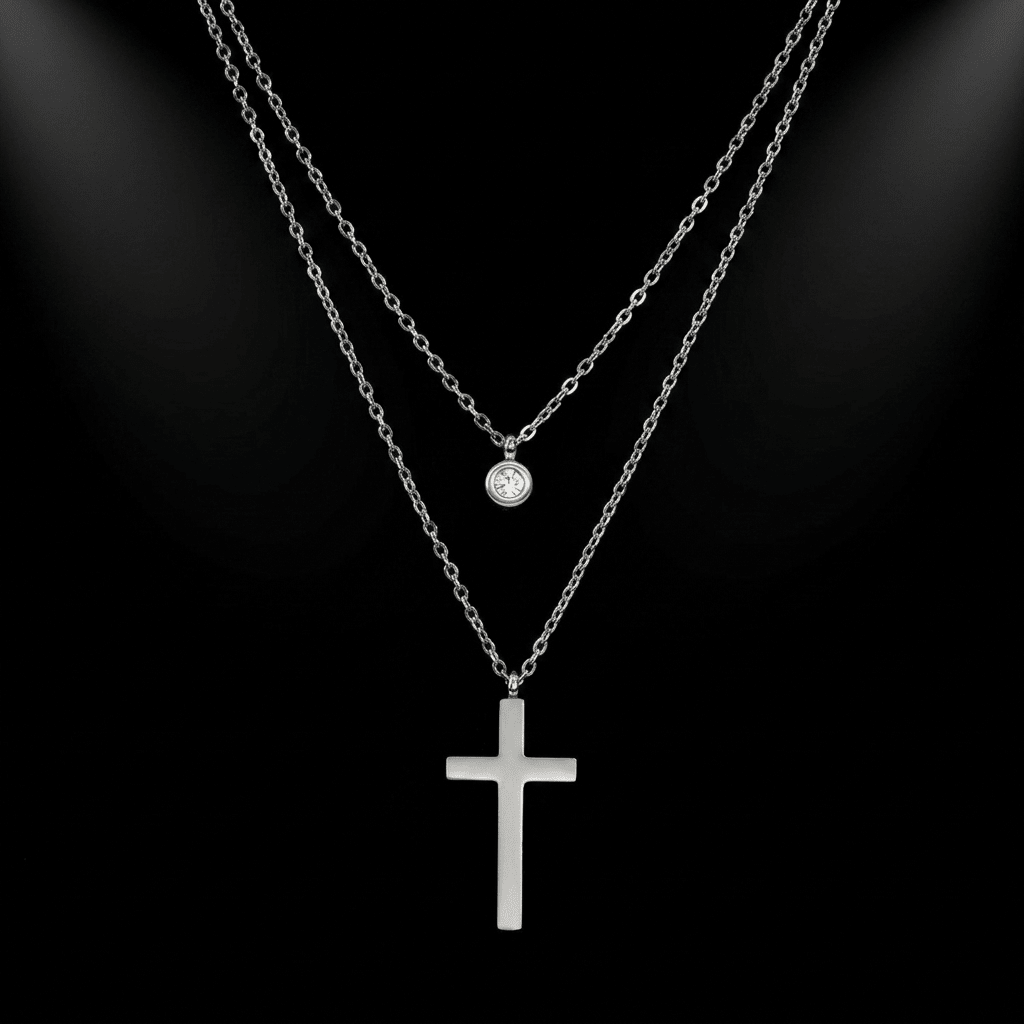 Layered Cross Pendant Necklace Silver Women's Necklace Soulful Faith Christian Apparel & Jewelry