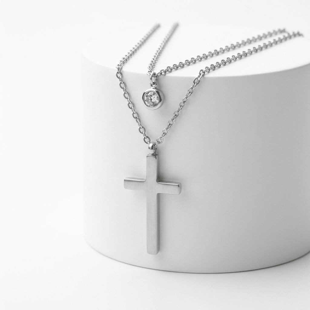 Layered Cross Pendant Necklace Silver Women's Necklace Soulful Faith Christian Apparel & Jewelry