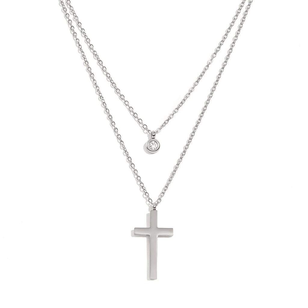 Layered Cross Pendant Necklace Silver Women's Necklace Soulful Faith Christian Apparel & Jewelry