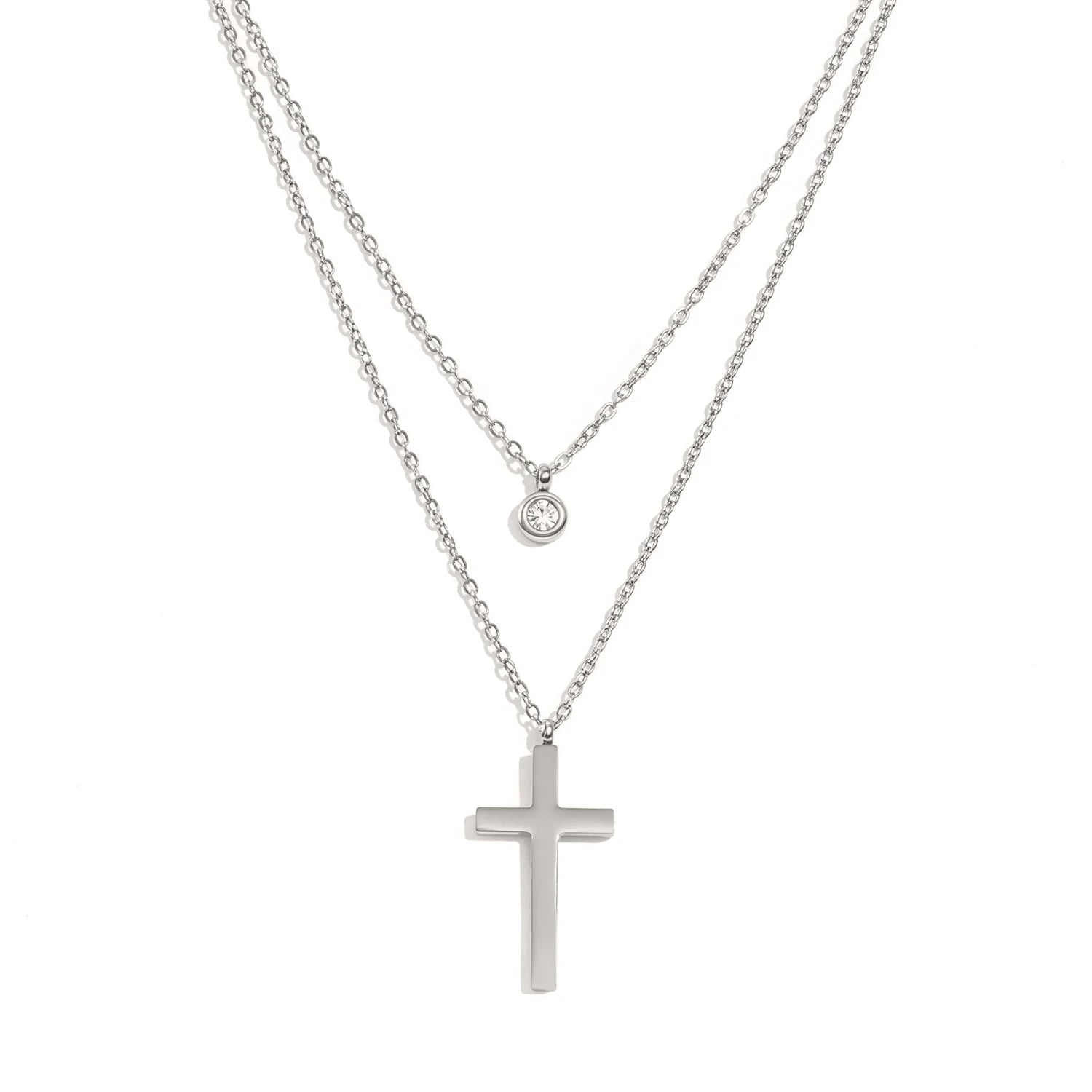 Layered Cross Pendant Necklace Silver Women's Necklace Soulful Faith Christian Apparel & Jewelry