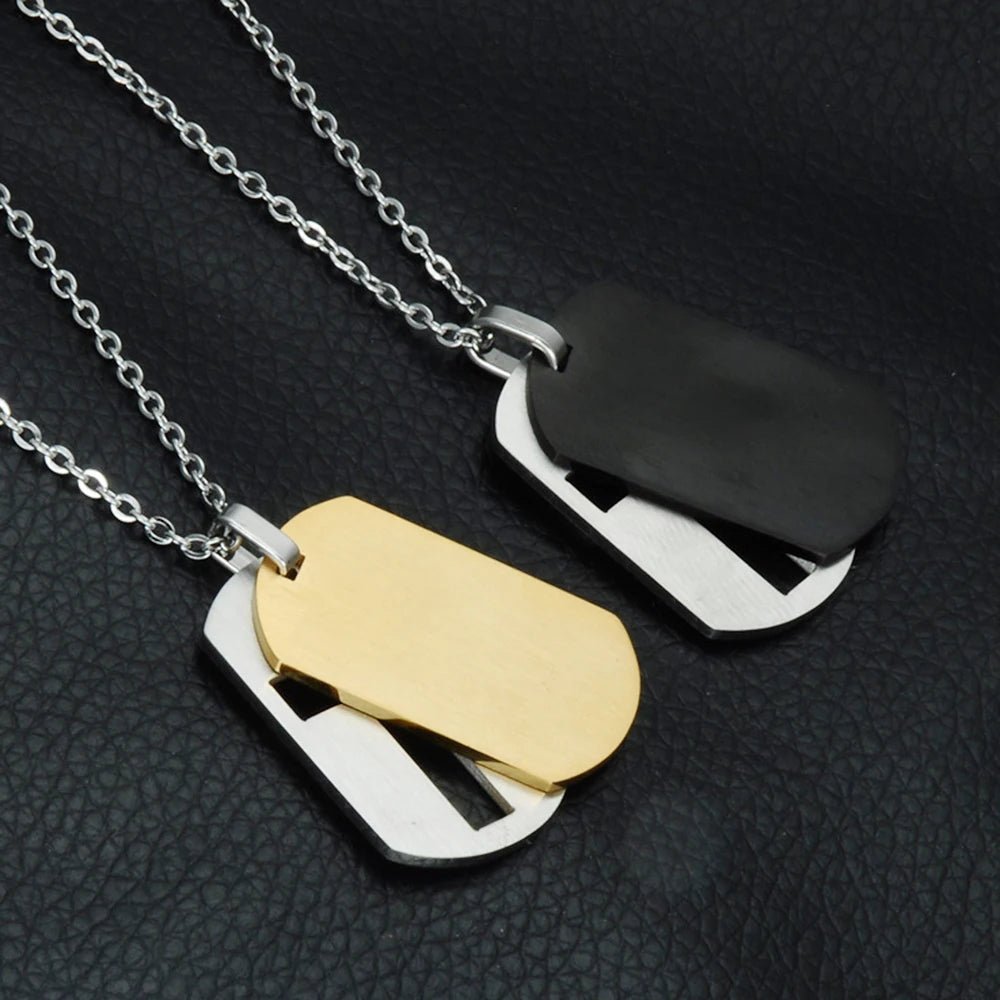 Lord's Prayer Dog Tag Necklace Silver & Gold Men's Necklace Soulful Faith Christian Apparel & Jewelry