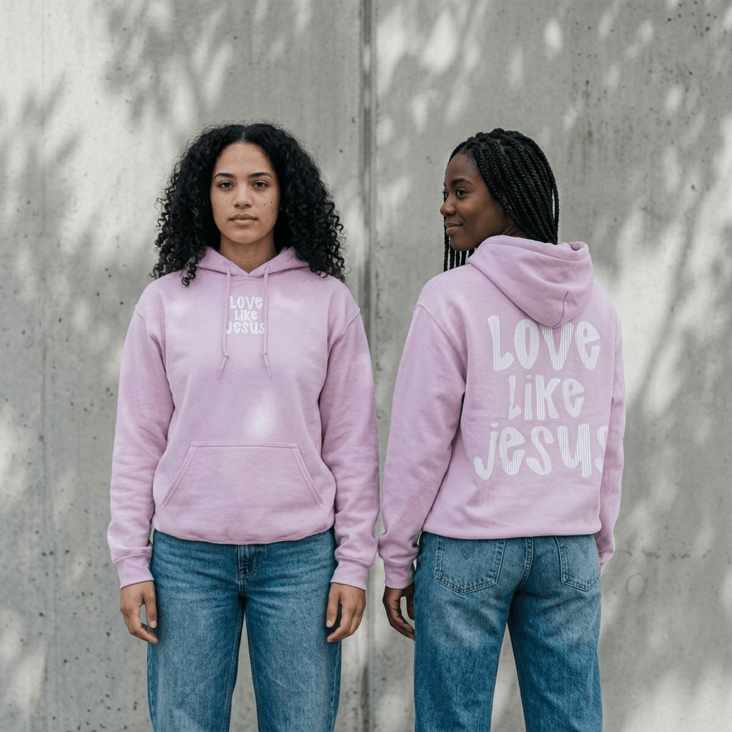 Love Like Jesus Hoodie Light Pink Women's Hoodie Soulful Faith Christian Apparel & Jewelry