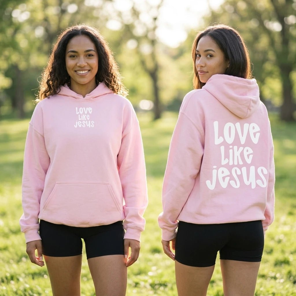 Love Like Jesus Hoodie Light Pink Women's Hoodie Soulful Faith Christian Apparel & Jewelry