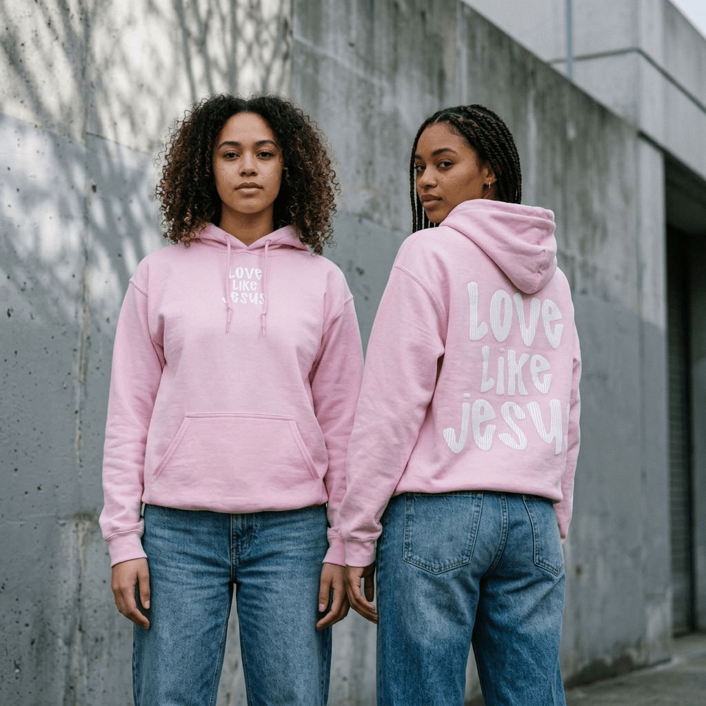 Love Like Jesus Hoodie Light Pink Women's Hoodie Soulful Faith Christian Apparel & Jewelry