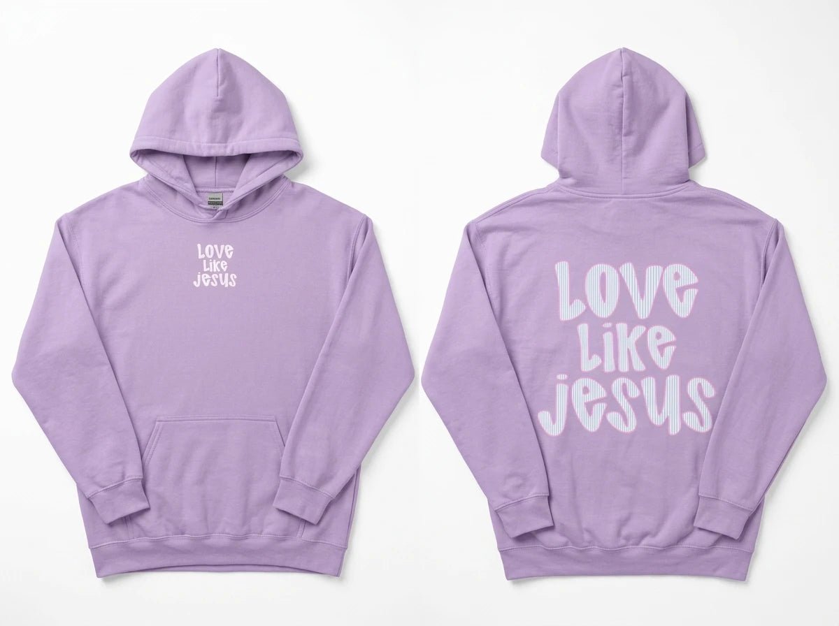 Love Like Jesus Hoodie Orchid Women's Hoodie Soulful Faith Christian Apparel & Jewelry