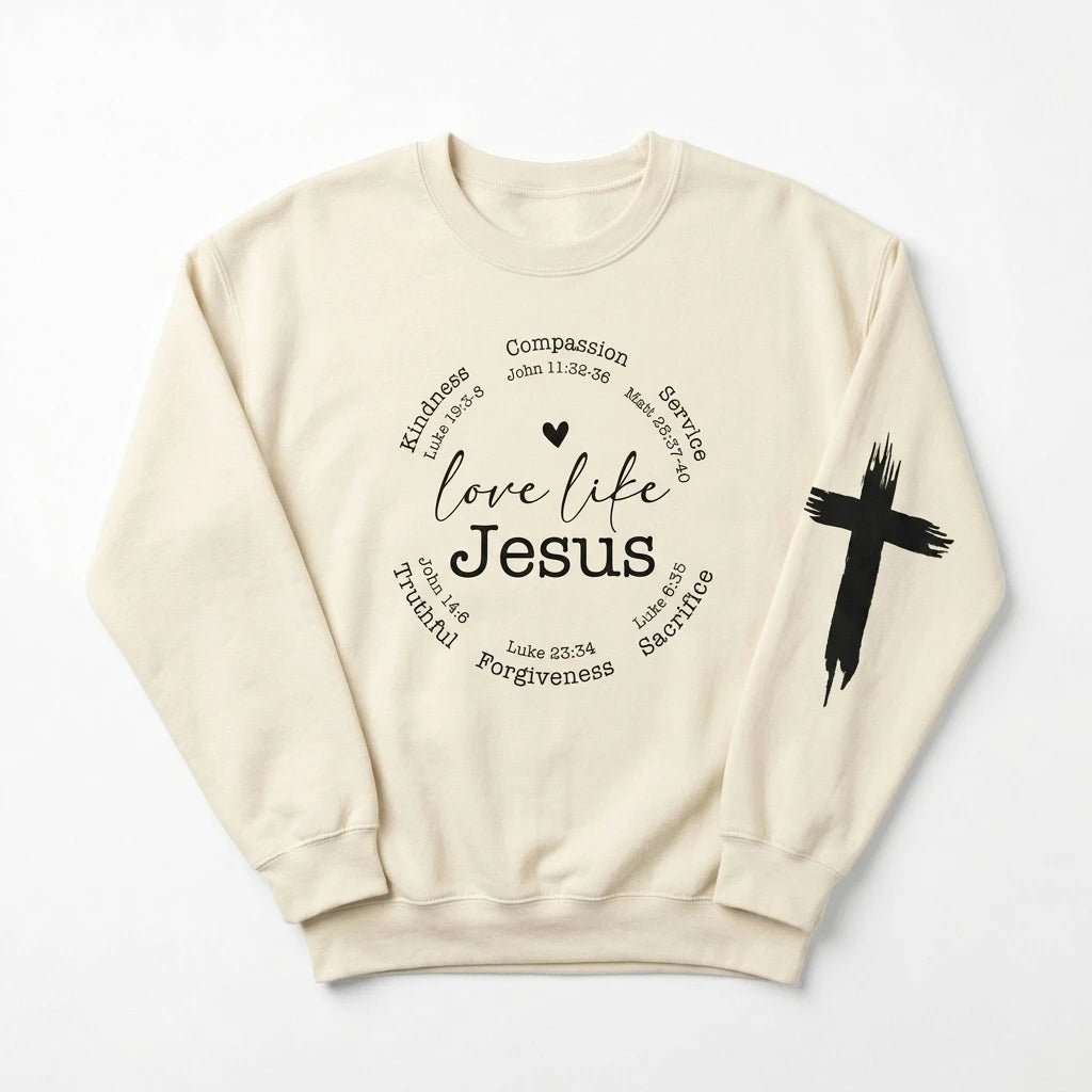 Love Like Jesus Oversized Sweatshirt Apricot Women's Sweatshirt Soulful Faith Christian Apparel & Jewelry