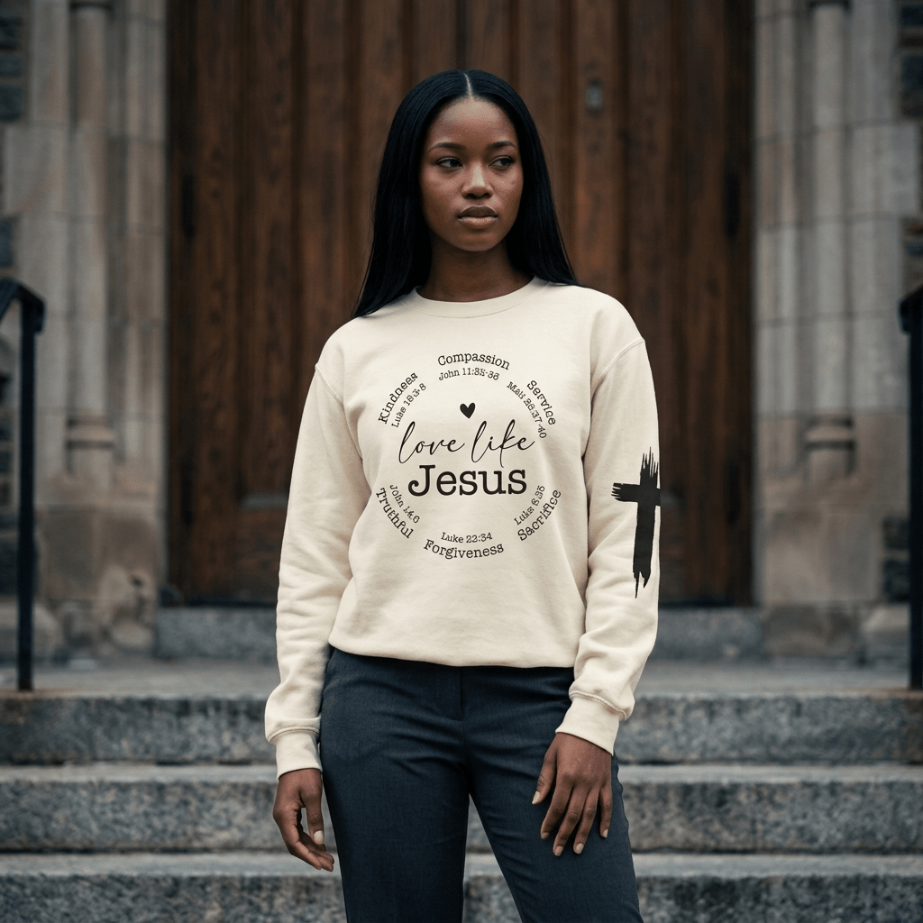 Love Like Jesus Oversized Sweatshirt Apricot Women's Sweatshirt Soulful Faith Christian Apparel & Jewelry