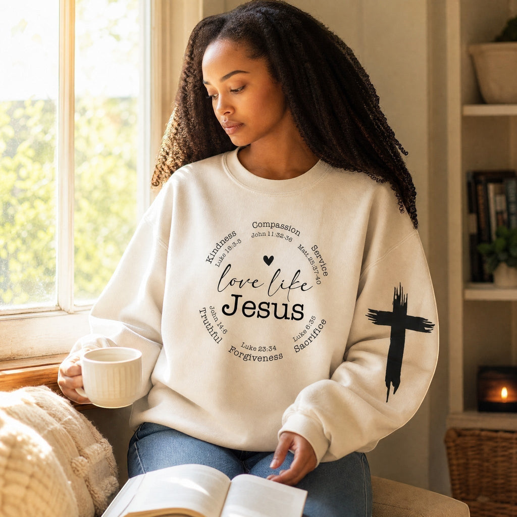 Love Like Jesus Oversized Sweatshirt Apricot Women's Sweatshirt Soulful Faith Christian Apparel & Jewelry