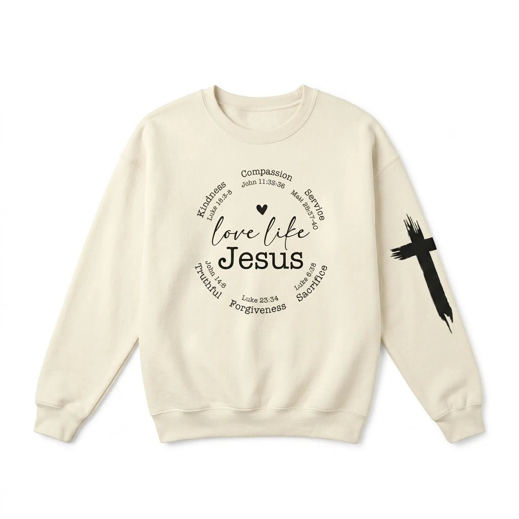 Love Like Jesus Oversized Sweatshirt Apricot Women's Sweatshirt Soulful Faith Christian Apparel & Jewelry