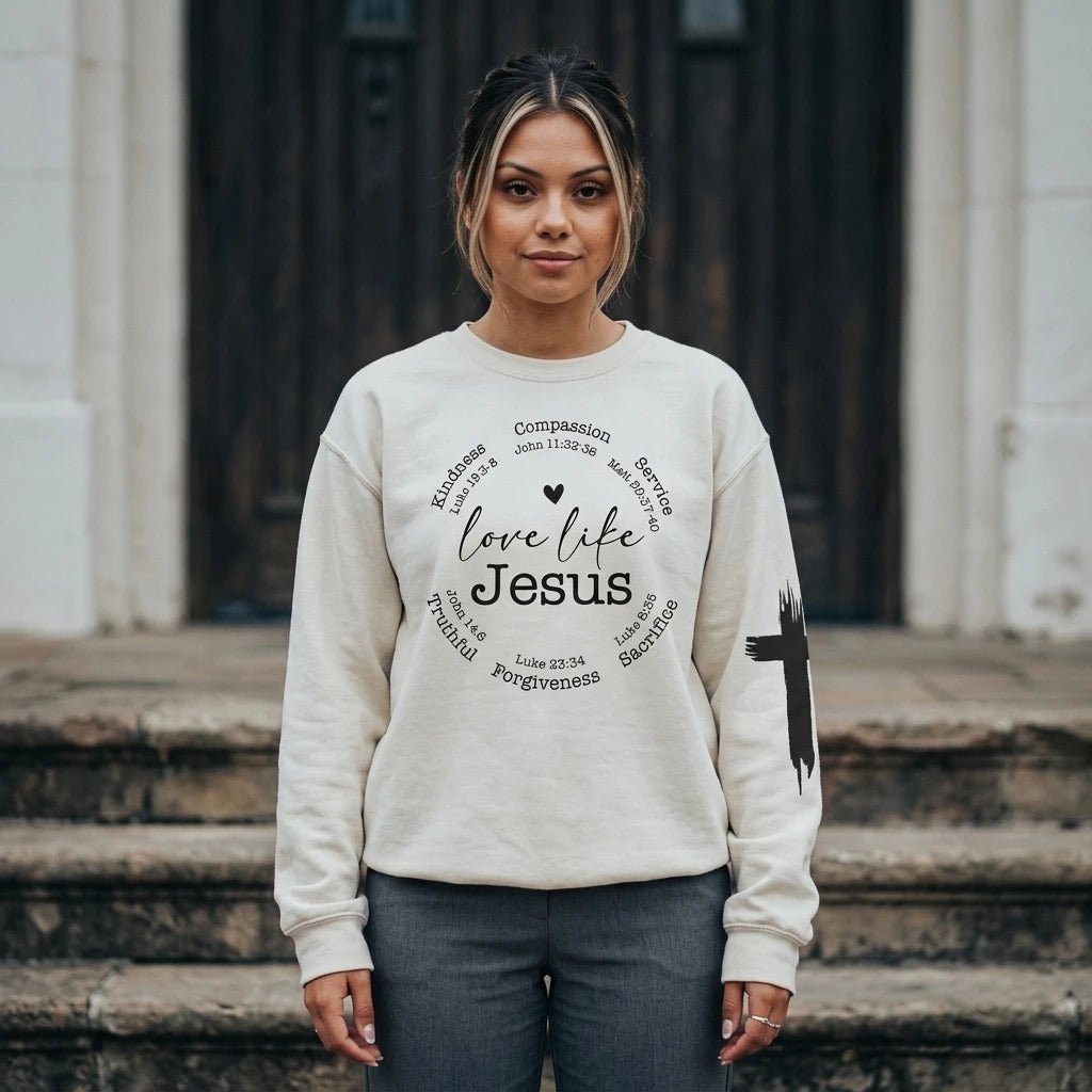 Love Like Jesus Oversized Sweatshirt Apricot Women's Sweatshirt Soulful Faith Christian Apparel & Jewelry