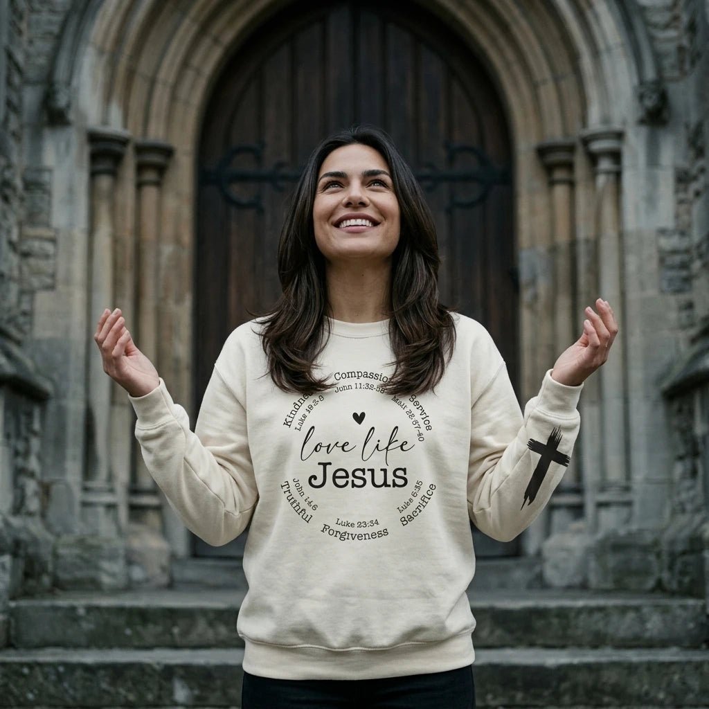 Love Like Jesus Oversized Sweatshirt Apricot Women's Sweatshirt Soulful Faith Christian Apparel & Jewelry