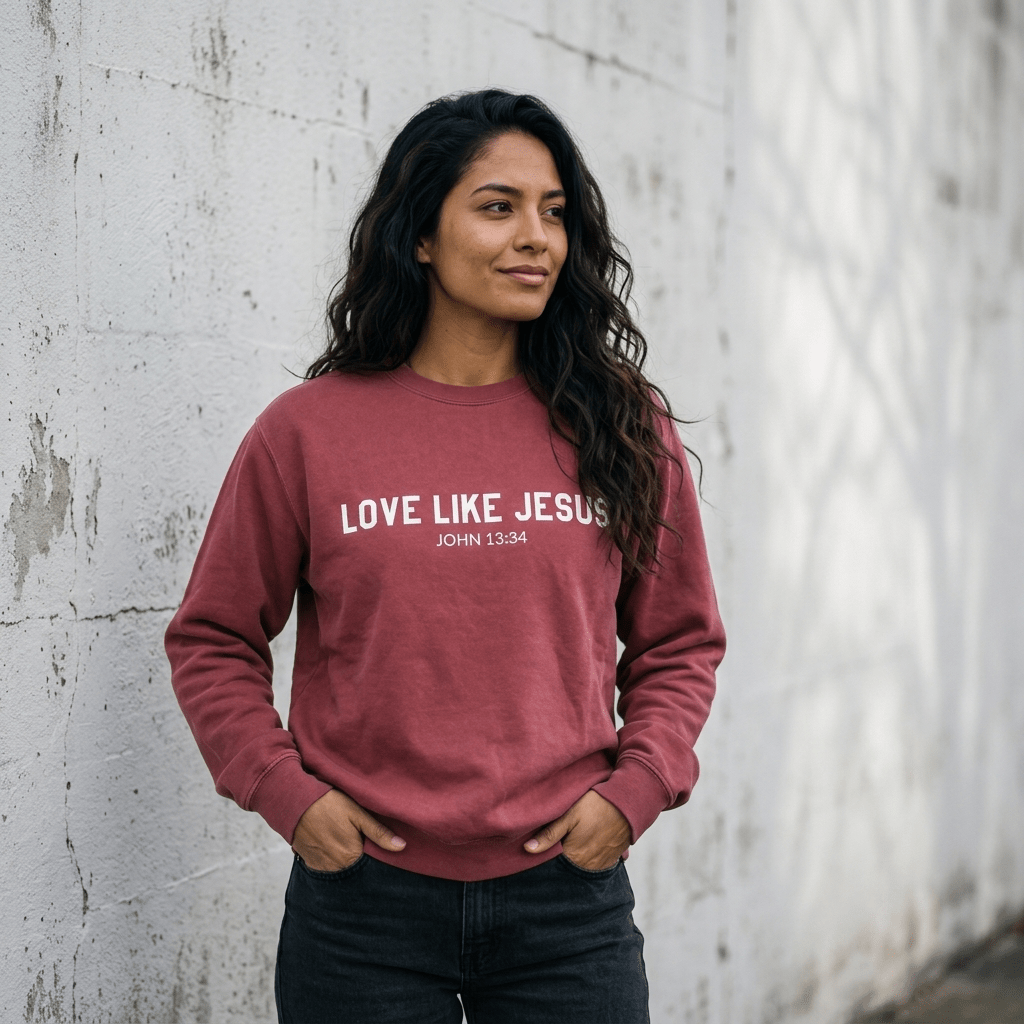 Love Like Jesus Sweatshirt Espresso Women's Sweatshirt Soulful Faith Christian Apparel & Jewelry