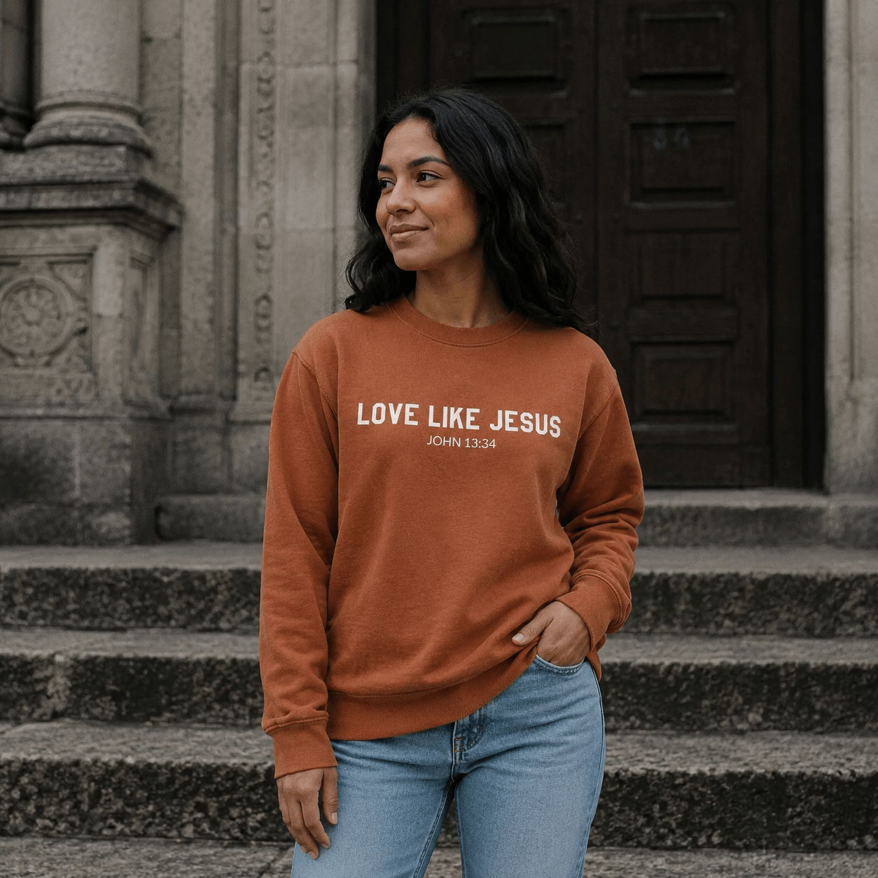 Love Like Jesus Sweatshirt Espresso Women's Sweatshirt Soulful Faith Christian Apparel & Jewelry