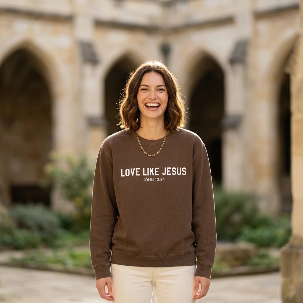 Love Like Jesus Sweatshirt Espresso Women's Sweatshirt Soulful Faith Christian Apparel & Jewelry