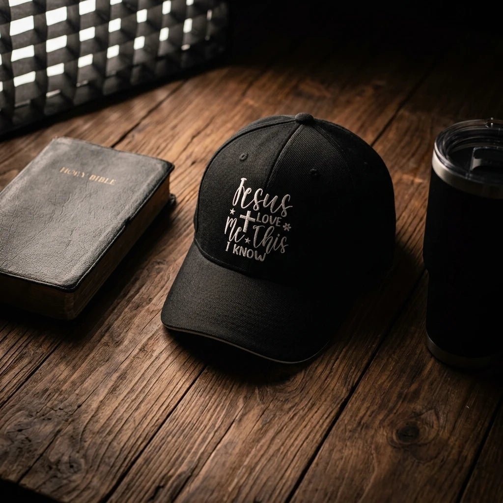 Love Me Cross Cap Black Baseball Cap Soulful Faith Christian Apparel & Jewelry