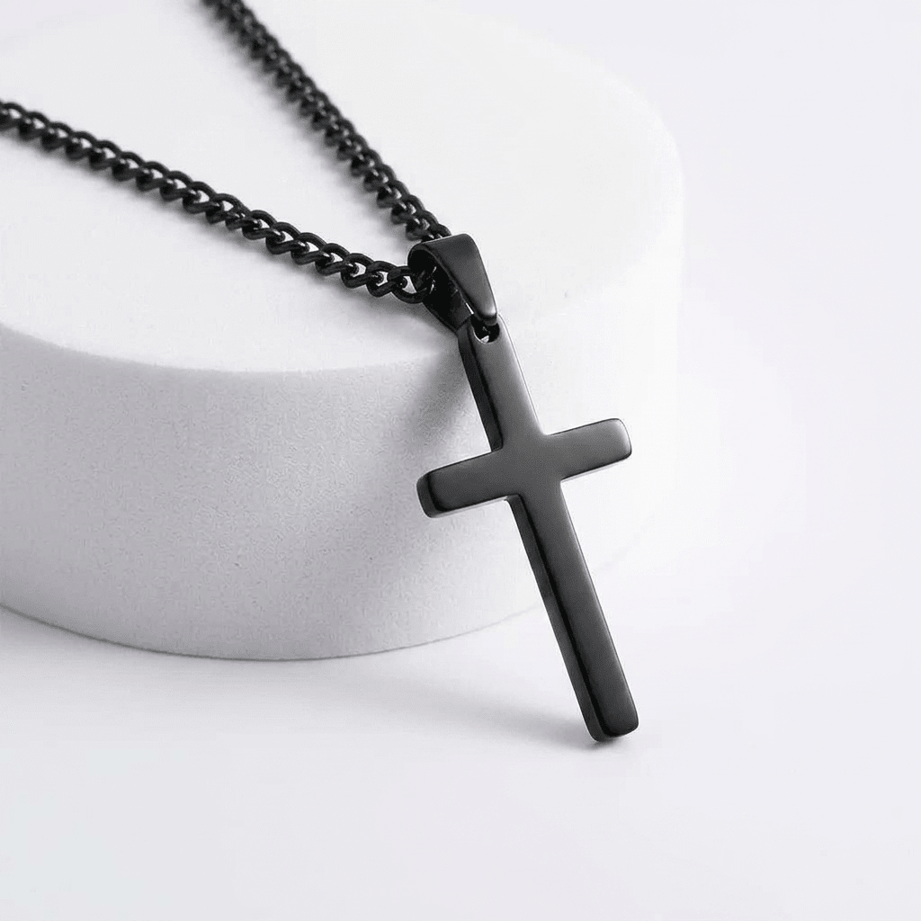 Men's Cross Pendant Necklace Black Men's Necklace Soulful Faith Christian Apparel & Jewelry