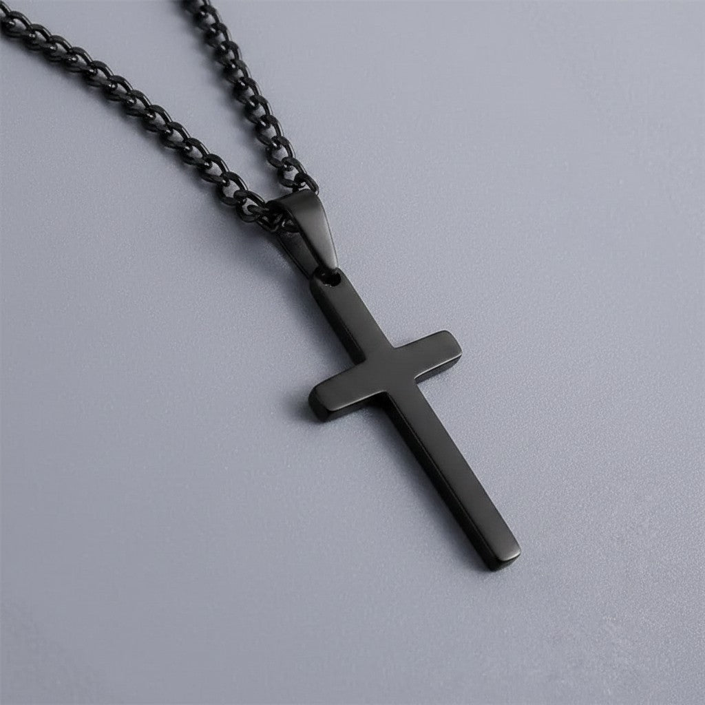 Men's Cross Pendant Necklace Black Men's Necklace Soulful Faith Christian Apparel & Jewelry