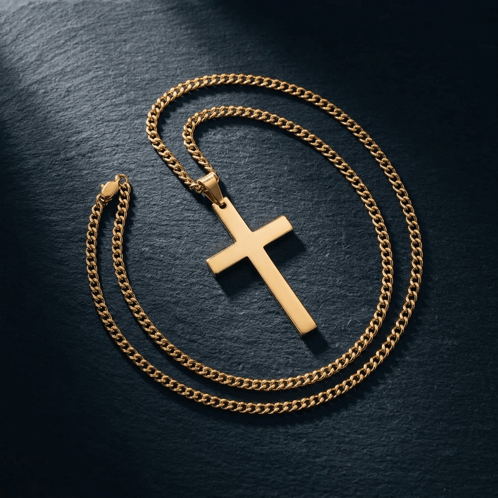 Men's Cross Pendant Necklace Gold Men's Necklace Soulful Faith Christian Apparel & Jewelry