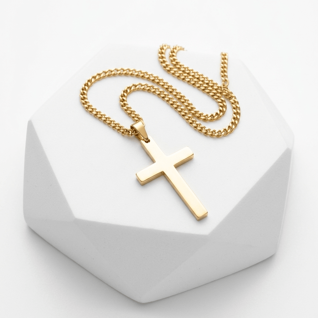 Men's Cross Pendant Necklace Gold Men's Necklace Soulful Faith Christian Apparel & Jewelry