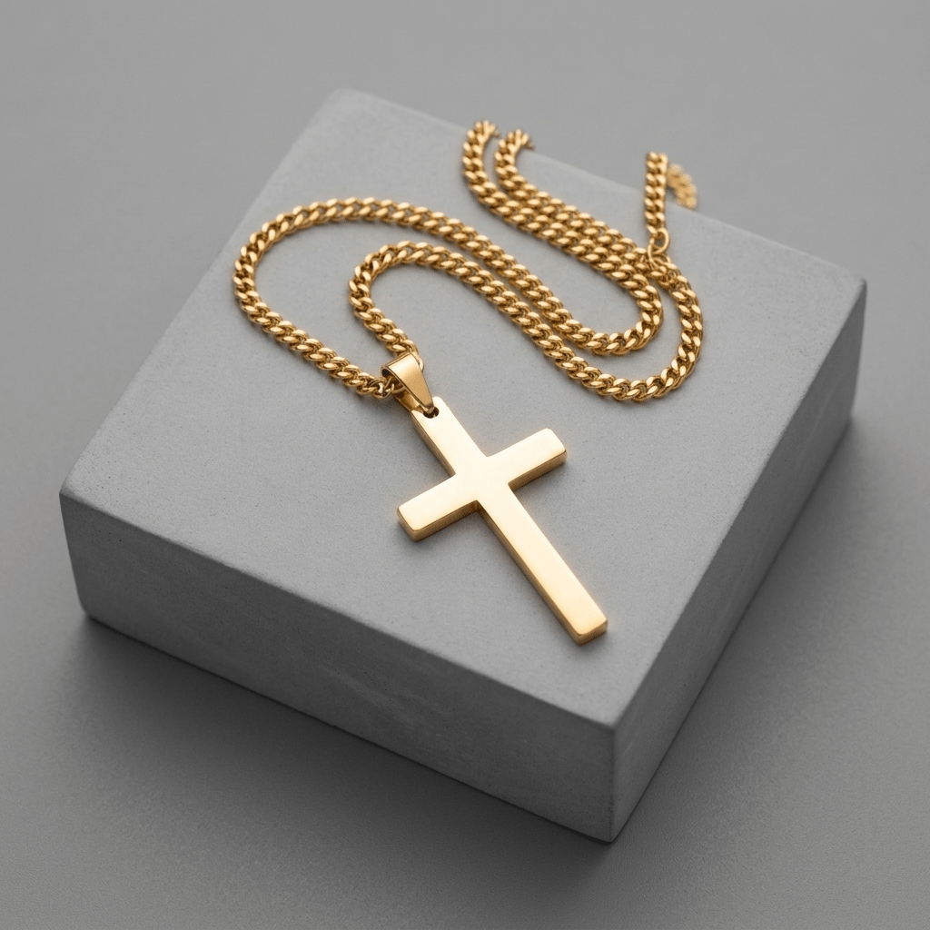 Men's Cross Pendant Necklace Gold Men's Necklace Soulful Faith Christian Apparel & Jewelry