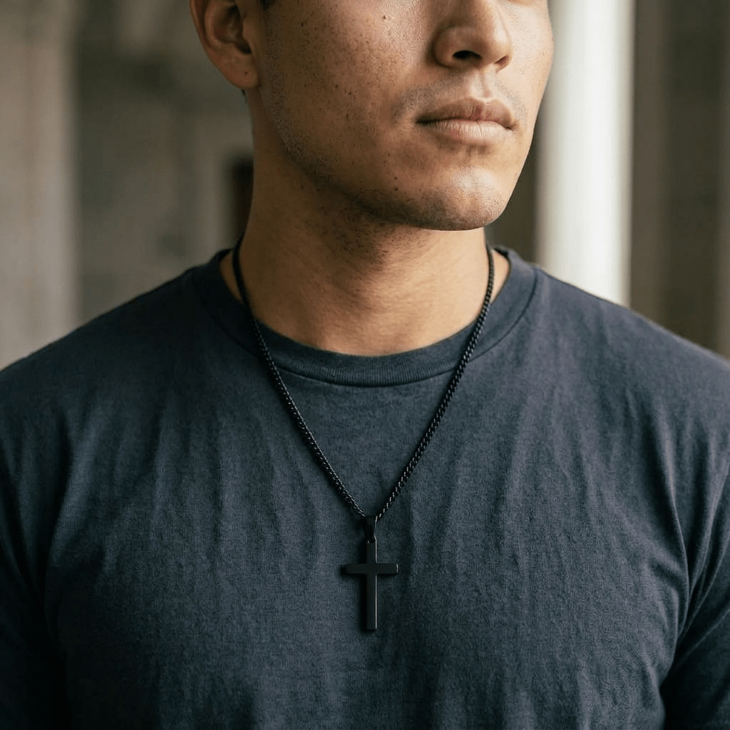 Men's Cross Pendant Necklace Silver Men's Necklace Soulful Faith Christian Apparel & Jewelry