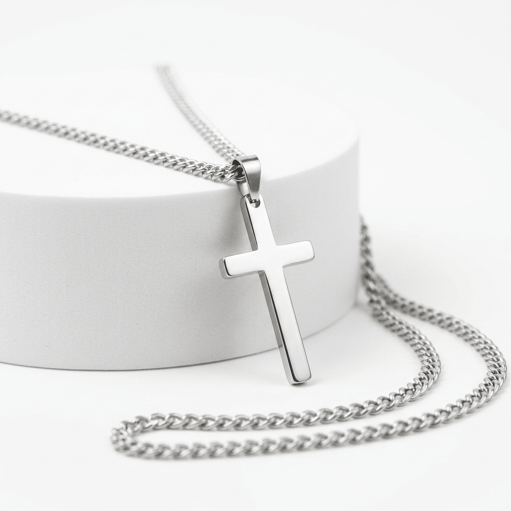 Men's Cross Pendant Necklace Silver Men's Necklace Soulful Faith Christian Apparel & Jewelry
