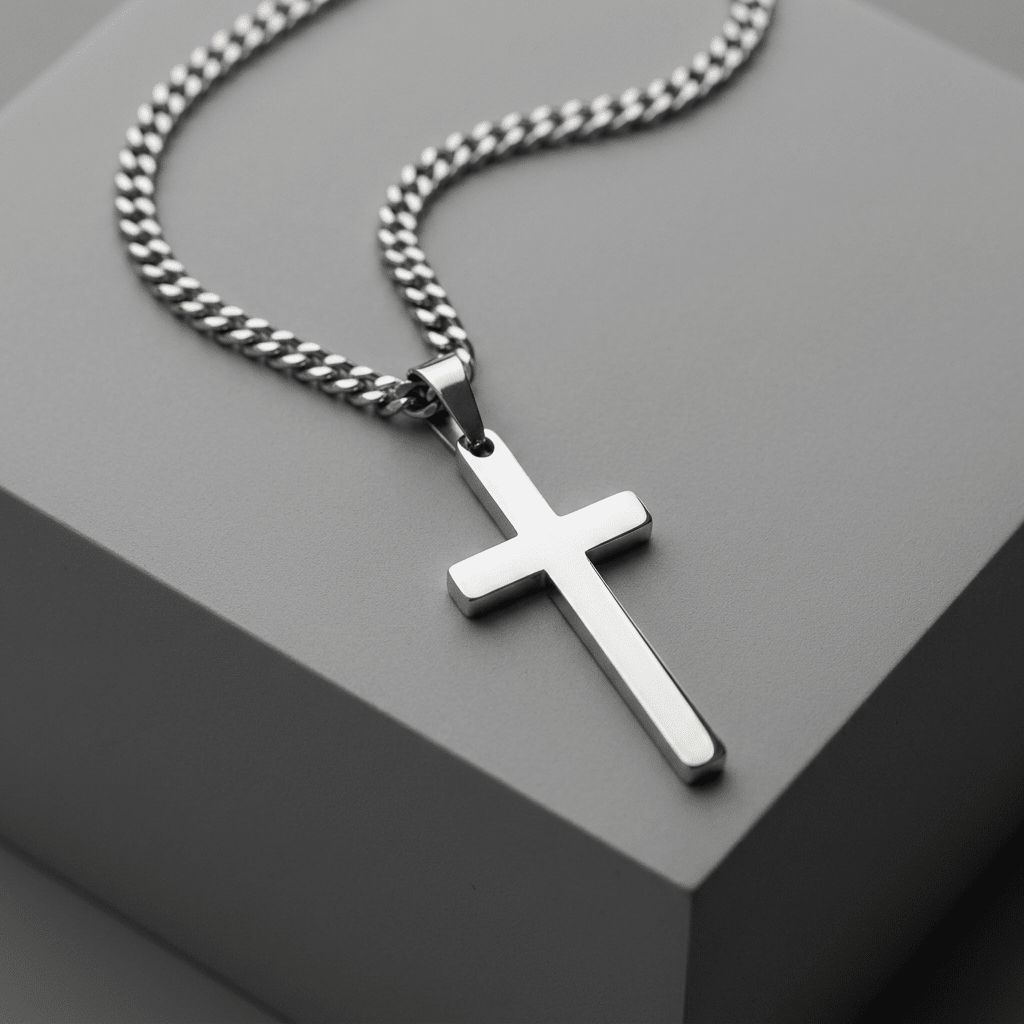 Men's Cross Pendant Necklace Silver Men's Necklace Soulful Faith Christian Apparel & Jewelry