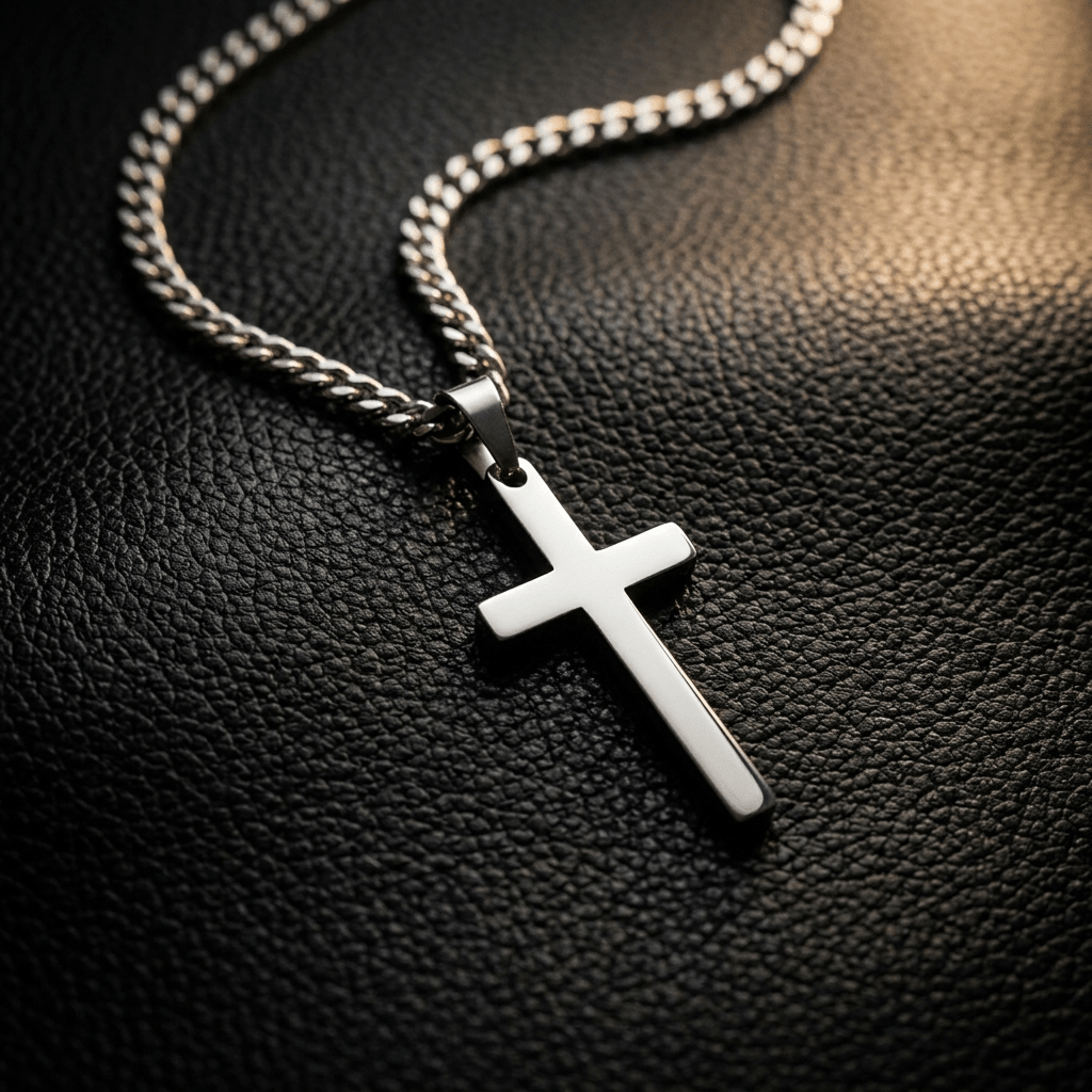 Men's Cross Pendant Necklace Silver Men's Necklace Soulful Faith Christian Apparel & Jewelry