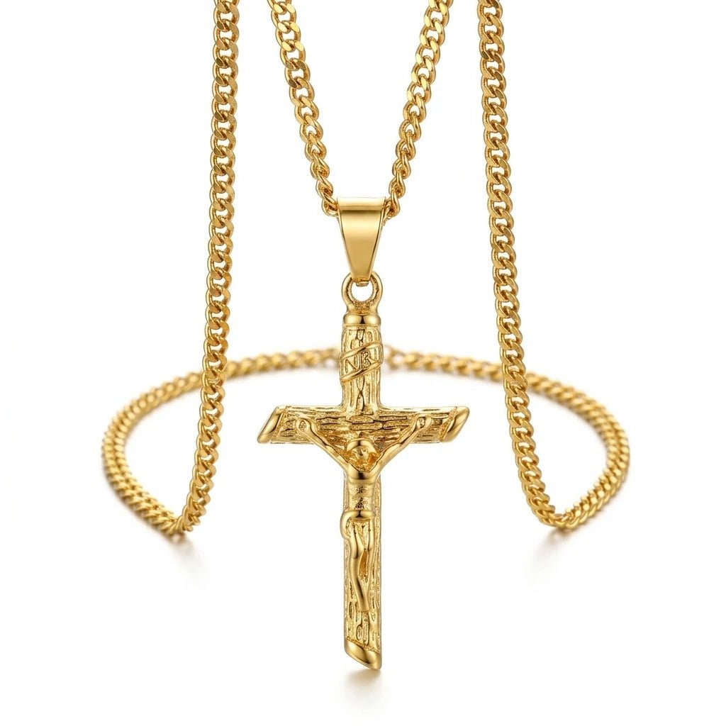 Minimalist Cross Necklace Gold Unisex Necklace Soulful Faith Christian Apparel & Jewelry