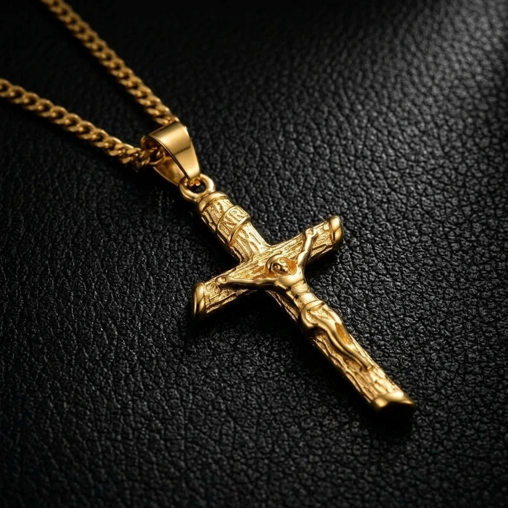 Minimalist Cross Necklace Gold Unisex Necklace Soulful Faith Christian Apparel & Jewelry