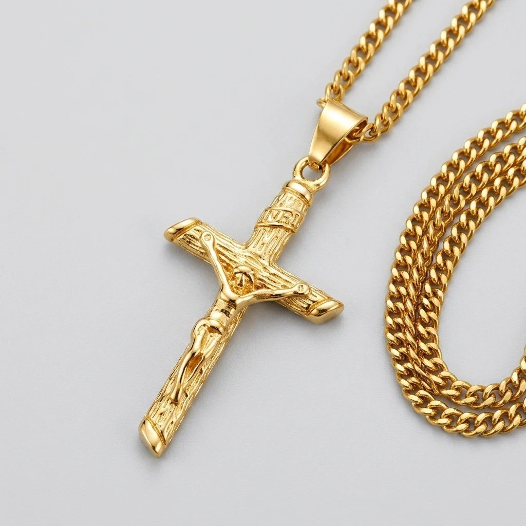 Minimalist Cross Necklace Gold Unisex Necklace Soulful Faith Christian Apparel & Jewelry