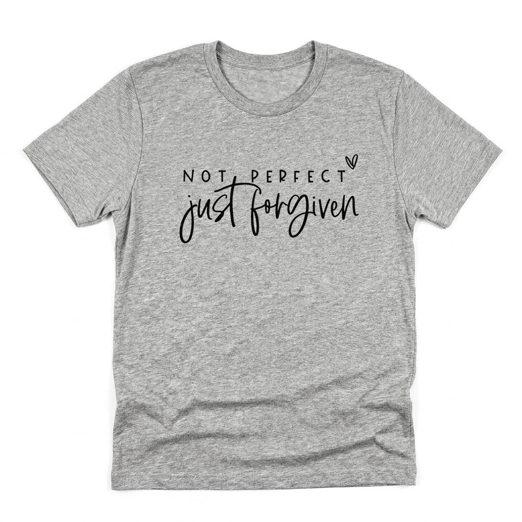 Not Perfect Just Forgiven Tee Gray Women's T-Shirt Soulful Faith Christian Apparel & Jewelry