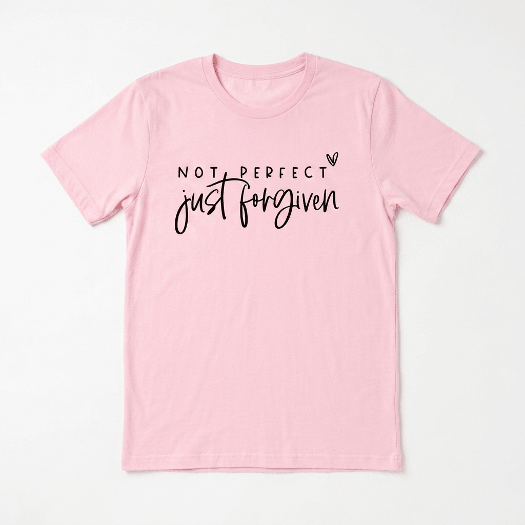 Not Perfect Just Forgiven Tee Pink Women's T-Shirt Soulful Faith Christian Apparel & Jewelry