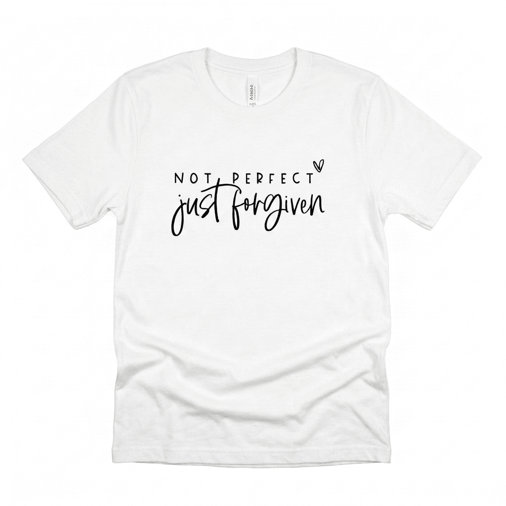 Not Perfect Just Forgiven Tee White Women's T-Shirt Soulful Faith Christian Apparel & Jewelry