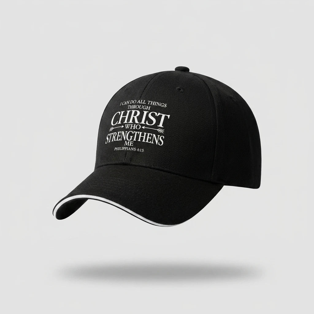 Philippians 4:13 Cap Black Baseball Cap Soulful Faith Christian Apparel & Jewelry