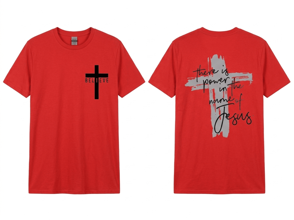 Power in the Name of Jesus Tee Red Men's T-Shirt Soulful Faith Christian Apparel & Jewelry