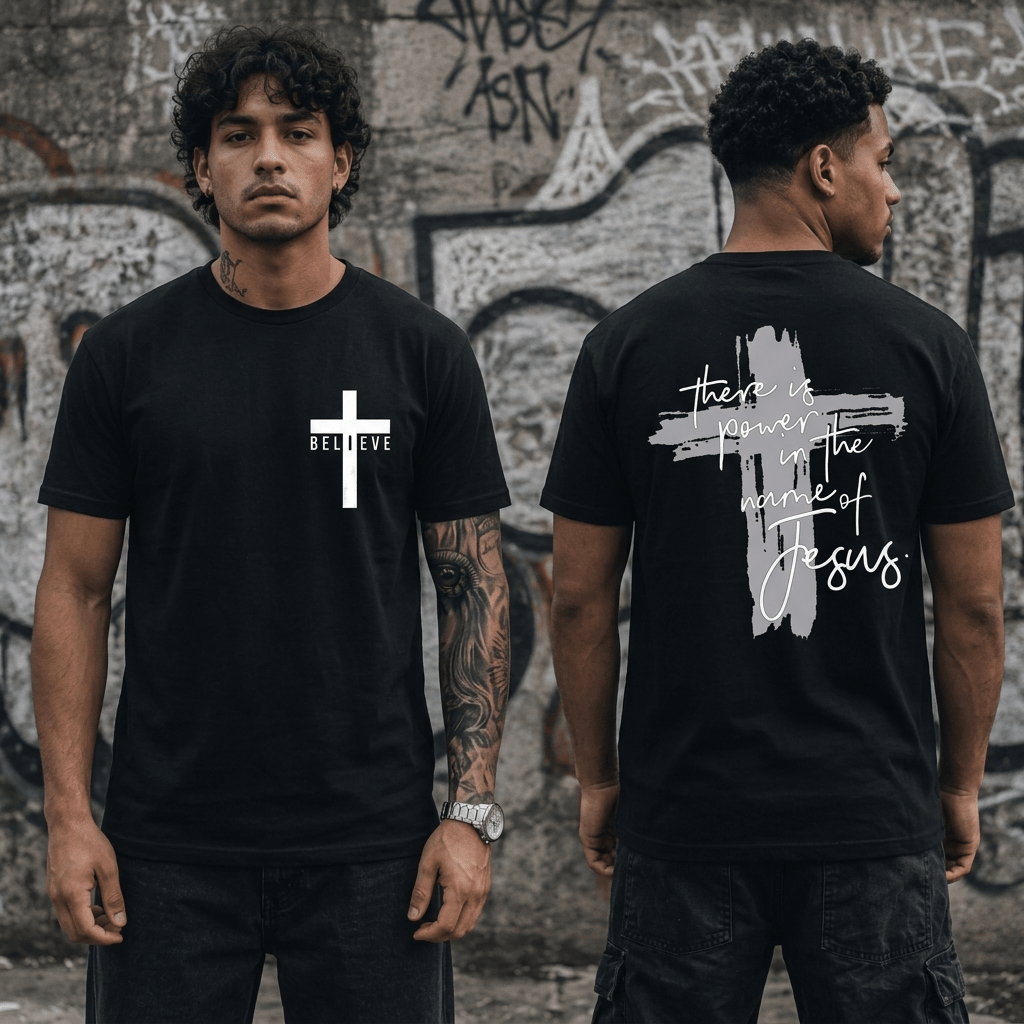 Power in the Name of Jesus Tee White Men's T-Shirt Soulful Faith Christian Apparel & Jewelry