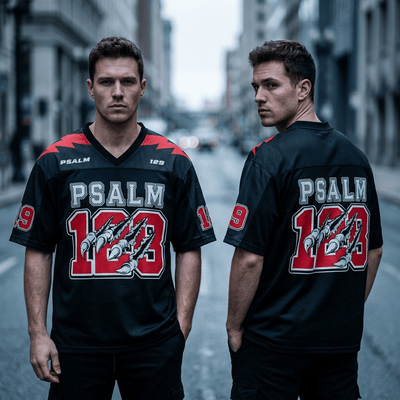 Psalm 129 V-Neck Tee Black & Red Men's T-Shirt Soulful Faith Christian Apparel & Jewelry