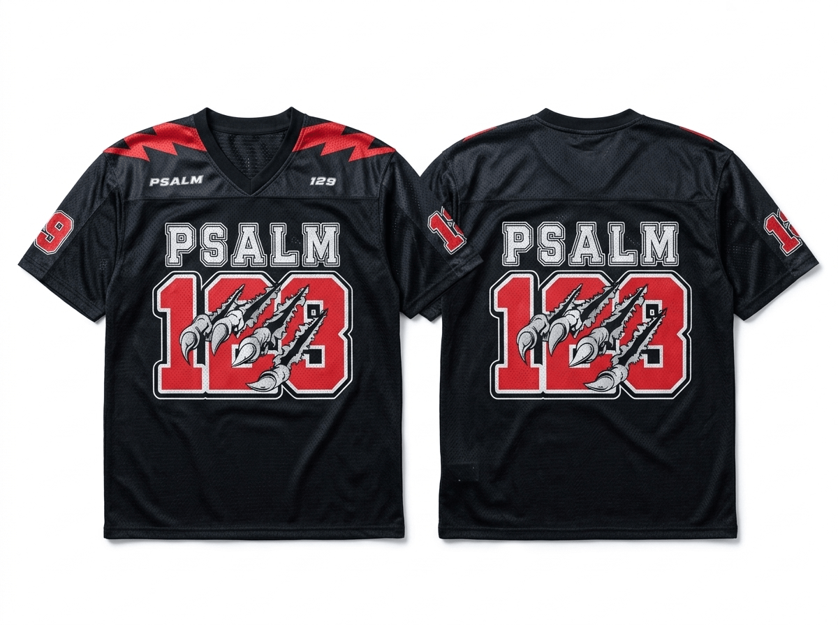 Psalm 129 V-Neck Tee Black & Red Men's T-Shirt Soulful Faith Christian Apparel & Jewelry