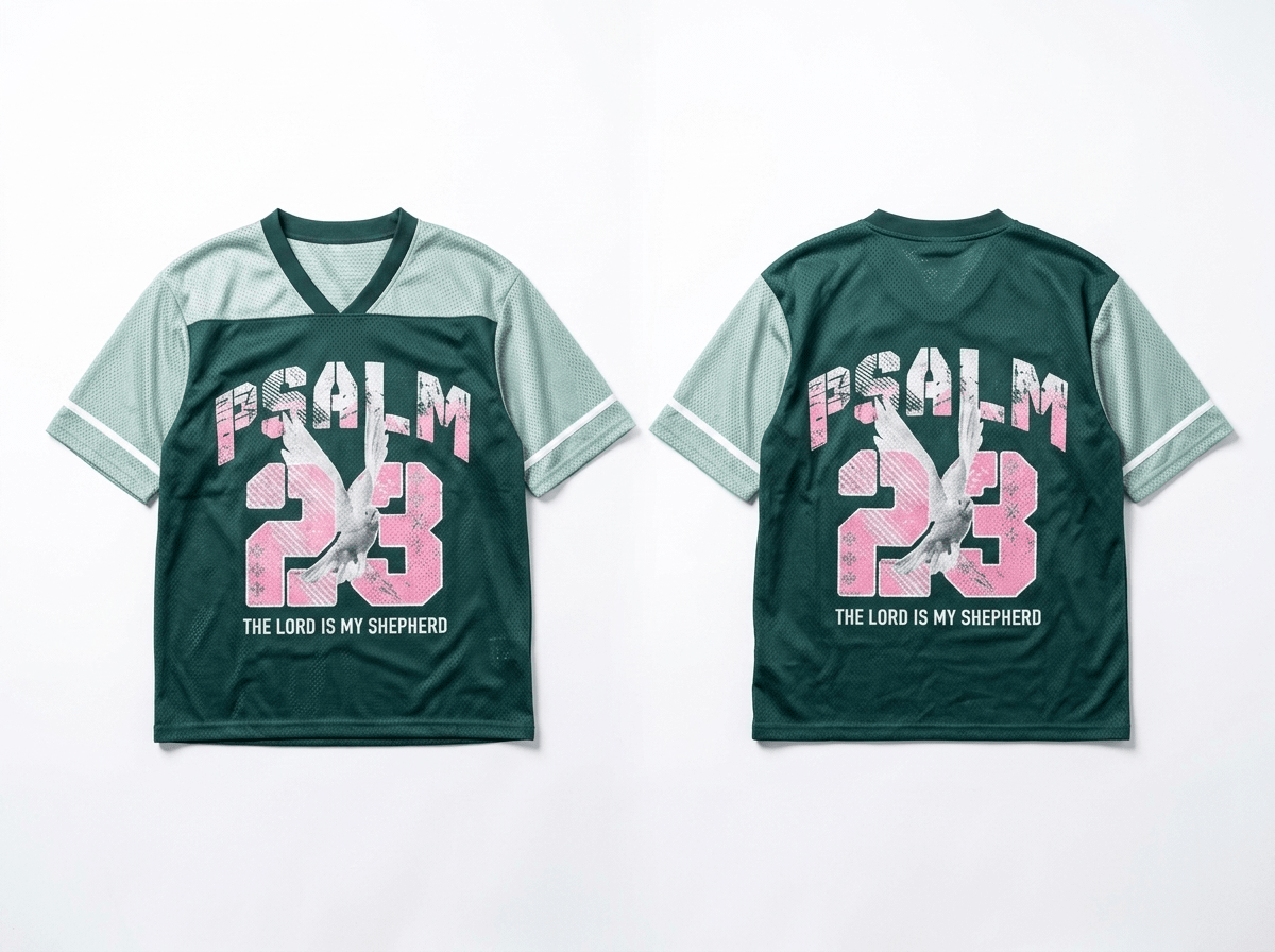 Psalm 23 V-Neck Tee Green Men's T-Shirt Soulful Faith Christian Apparel & Jewelry
