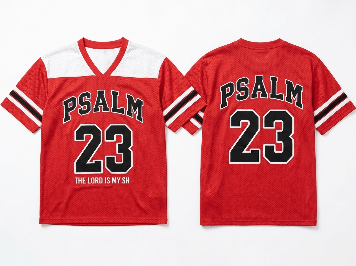 Psalm 23 V-Neck Tee Red Men's T-Shirt Soulful Faith Christian Apparel & Jewelry
