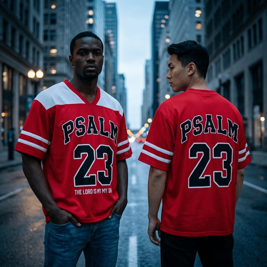 Psalm 23 V-Neck Tee White Men's T-Shirt Soulful Faith Christian Apparel & Jewelry