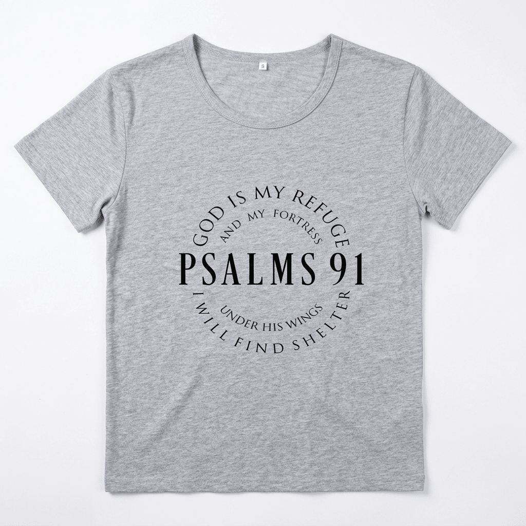 Psalm 91 Tee Gray Women's T-Shirt Soulful Faith Christian Apparel & Jewelry