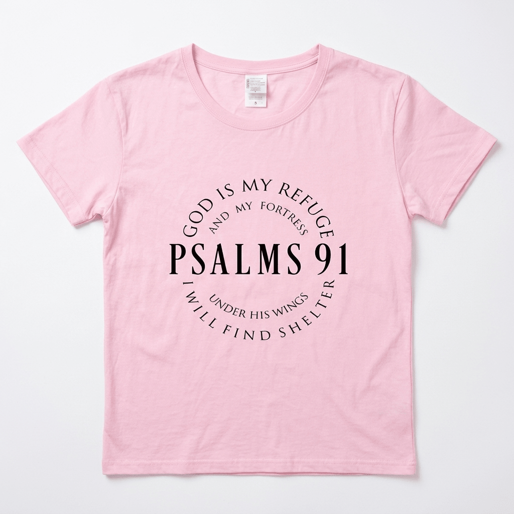 Psalm 91 Tee Pink Women's T-Shirt Soulful Faith Christian Apparel & Jewelry