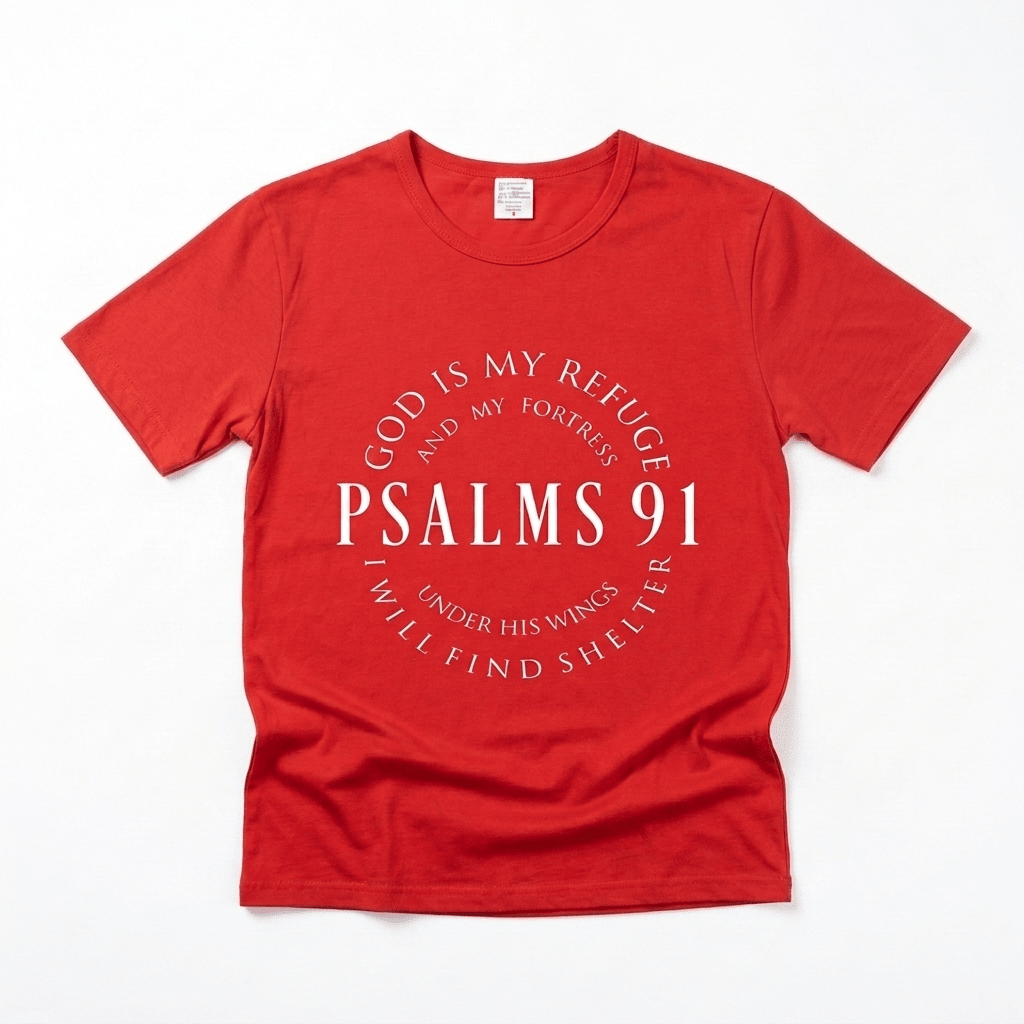 Psalm 91 Tee Red Women's T-Shirt Soulful Faith Christian Apparel & Jewelry