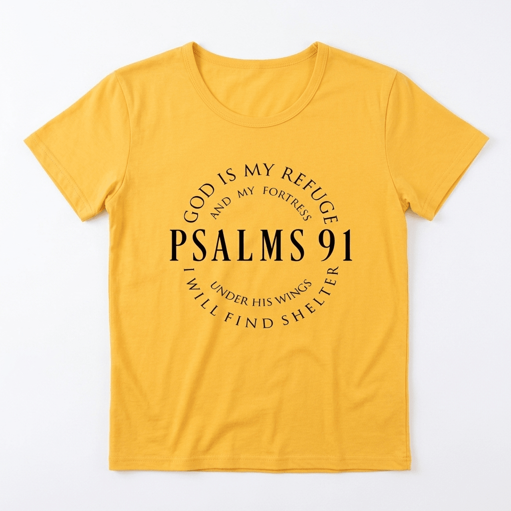 Psalm 91 Tee Yellow Women's T-Shirt Soulful Faith Christian Apparel & Jewelry