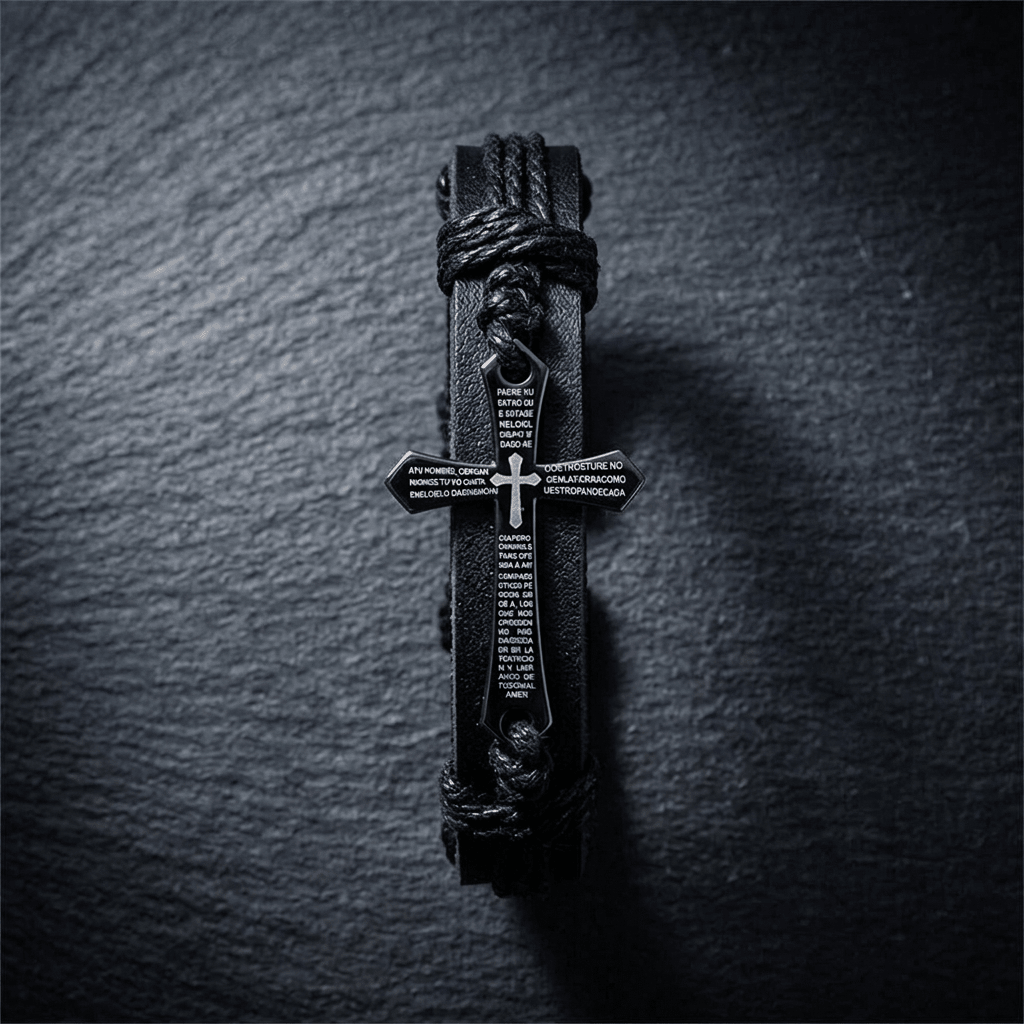 Braided Leather Cross Bracelet Black Men's Bracelet Soulful Faith Christian Apparel & Jewelry